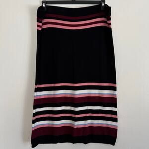 Eva Mendes NY&Co Striped Knit Pencil Midi Skirt XXL